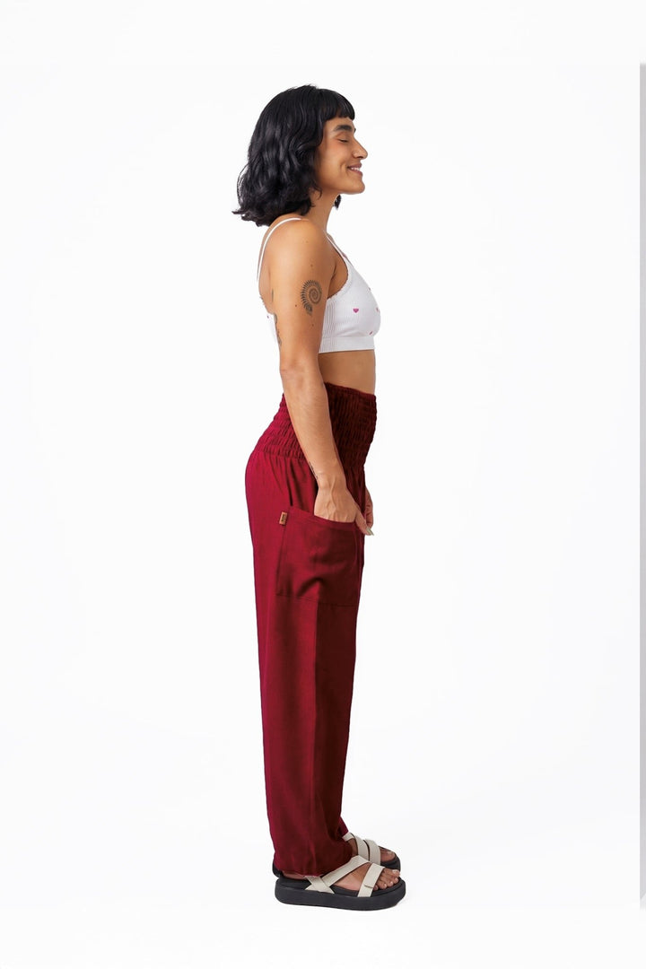 Vana Rojo Burgundy - Pantsforlove Pantalones anchos, pantalones yoga