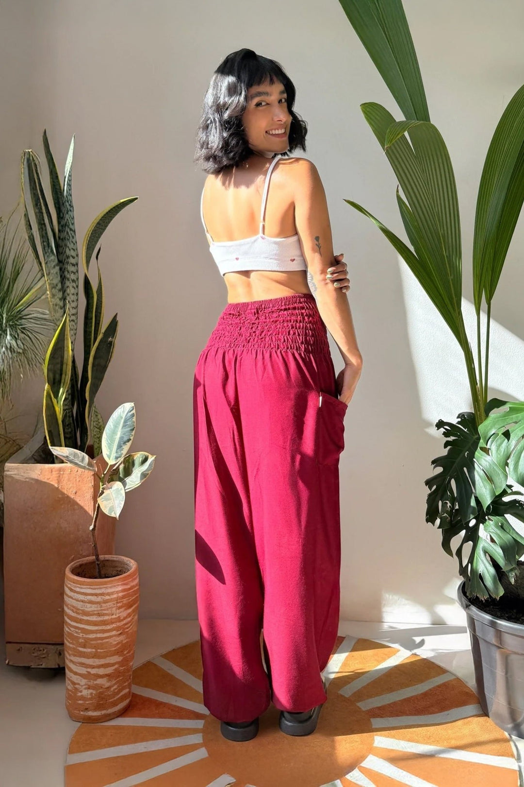 Vana Rojo Burgundy - Pantsforlove Pantalones anchos, pantalones yoga