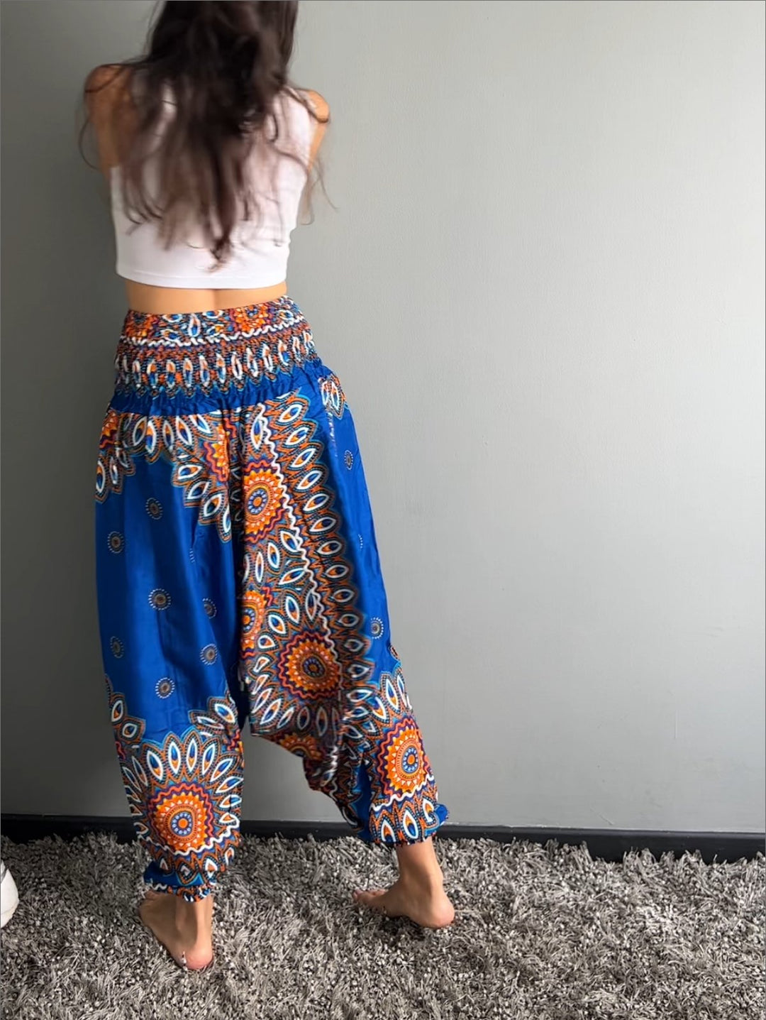 Boho Mandala Azul Vivo - Pantsforlove Pantalones anchos, pantalones yoga