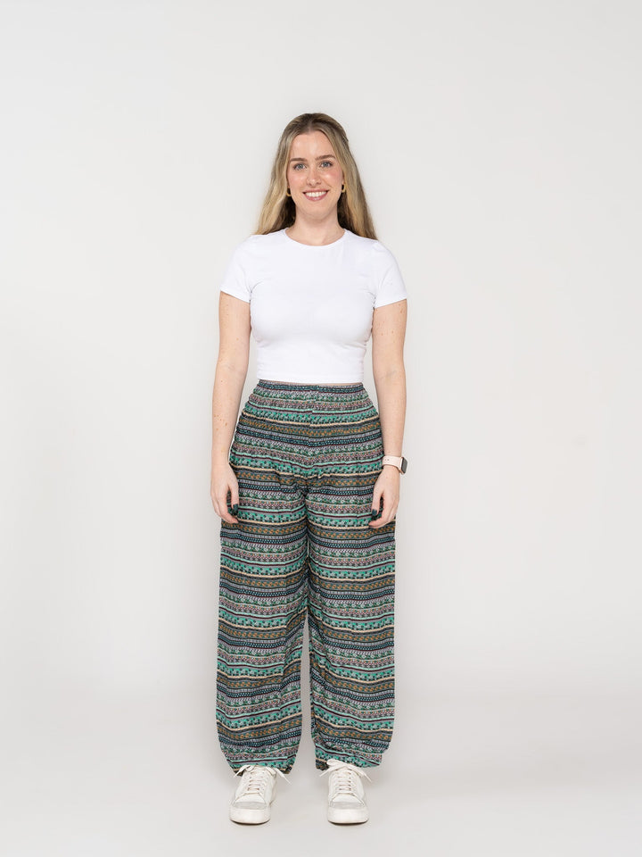 Hamsa Verde - Pantsforlove Pantalones anchos, pantalones yoga