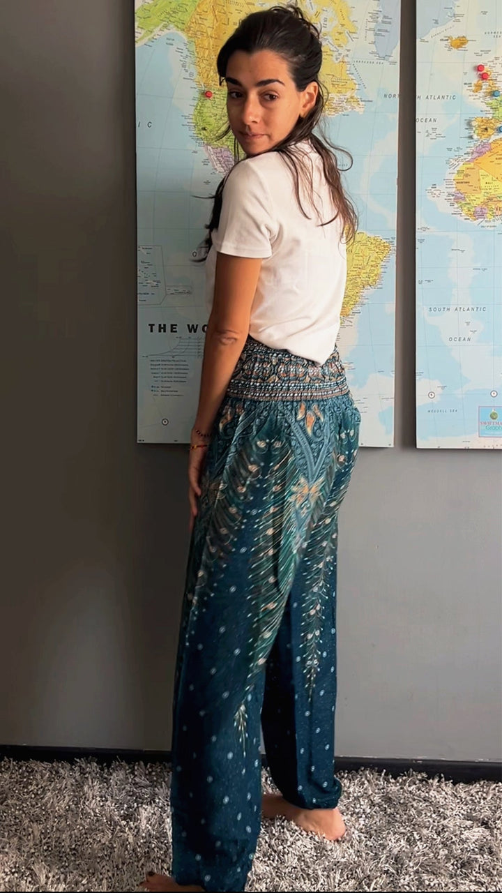 Mahu Verde Azul - Edición Especial - Pantsforlove Pantalones anchos, pantalones yoga